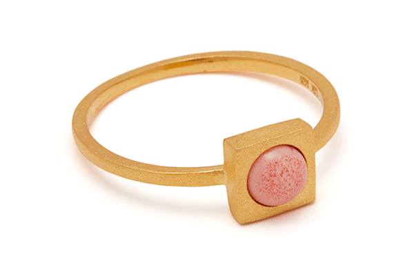 Minisquare-04-01 gold plated Pink Coral