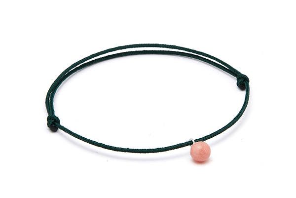 mini pearl-02-01 Dark Green cord Pink Coral