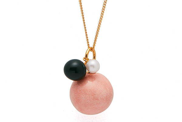 Fwpearl-01-01 gold plated Pink Coral / Dark Green / Fwwhite